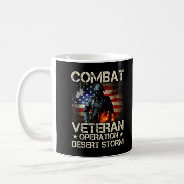 Mens Combat Veteran Operation Desert Storm Soldier Coffee Mug (Left)