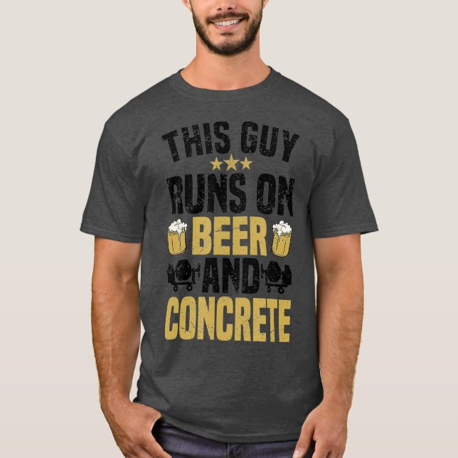 Mens Concrete Finisher Beer Construction Worker T-Shirt (Front)