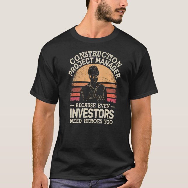 Mens Construction Project Manager retro man Projec T-Shirt (Front)
