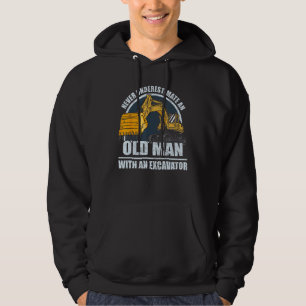 Mens Construction Worker Heavy Equipment Excavator Hoodie