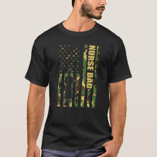 Mens Cool American Flag Camouflage Nurse Dad Fathe T-Shirt