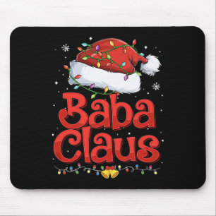 Mens Cool Baba Claus With Santa Hat Christmas Ligh Mouse Pad