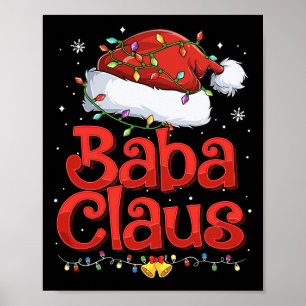 Mens Cool Baba Claus With Santa Hat Christmas Ligh Poster