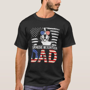 Mens Cool Bernese Mountain Dad Usa Flag Patriotic T-Shirt