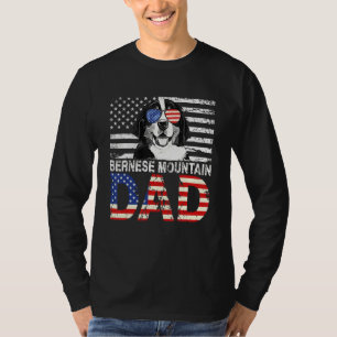 Mens Cool Bernese Mountain Dad Usa Flag Patriotic  T-Shirt