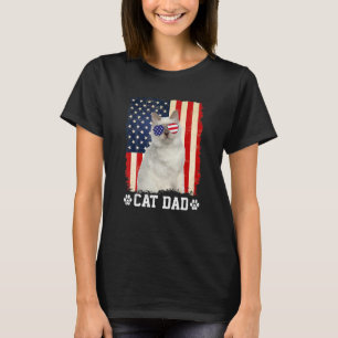 Mens Cool Cat Dad American Flag Father S Day T-Shirt