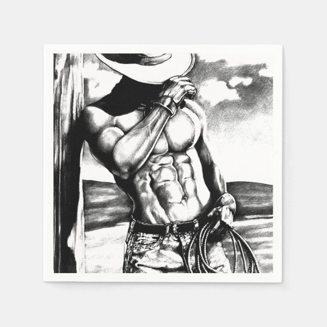 Men's Cool Elegant Handsome Country Cowboy Napkin (Front)
