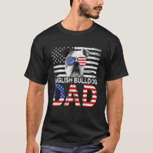 Mens Cool English Bulldog Dad Usa Flag Patriotic F T-Shirt