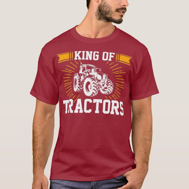 Mens Cool Farmer Land Saying King Of Tractors T-Shirt (Front)