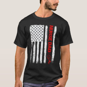 Mens Cool Father's Day American Flag Nurse Dad 4th T-Shirt