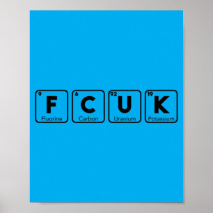 Mens Cool Fcuk Periodic Table Funny Chemistry Joke Poster