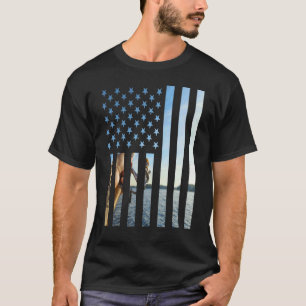 Mens Cool Fishing Us Camouflage Usa Flag Bass Fish T-Shirt