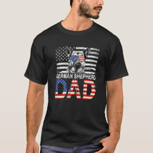 Mens Cool German Shepherd Dad Usa Flag Patriotic F T-Shirt