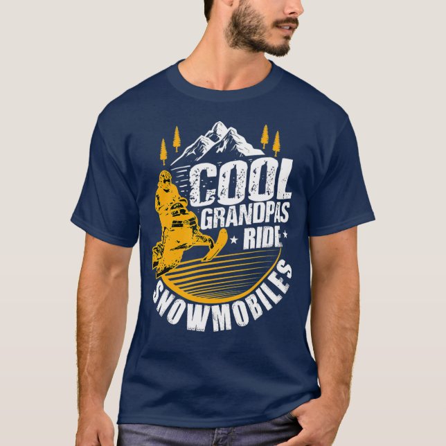 Mens Cool Grandpas Ride Snowmobiles Gift Funny T-Shirt (Front)