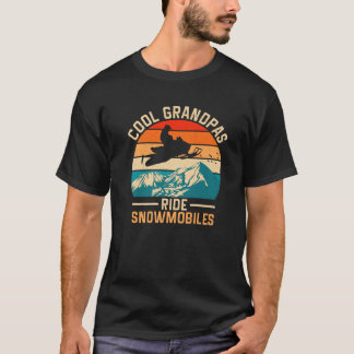 Mens Cool Grandpas Ride Snowmobiles Retro Funny Wi T-Shirt
