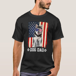 Mens Cool Siberian Husky Dog Dad American Flag Fat T-Shirt