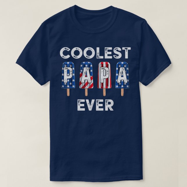 Mens Coolest Papa Ever Popsicle Men Best Dad Ever  T-Shirt (Design Front)