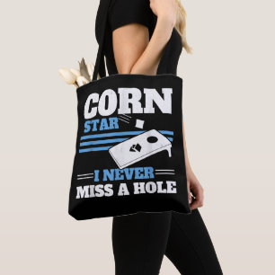 Mens Corn Star I Never Miss A Hole Cornhole  Tote Bag
