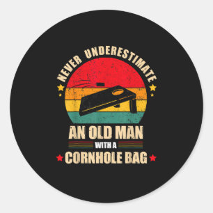 Mens Cornhole Cornhole Player Cornhole Bag Classic Round Sticker