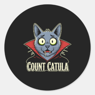 Mens count catula funny spooky cat party halloween classic round sticker