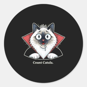Mens count catula funny themed cat party halloween classic round sticker