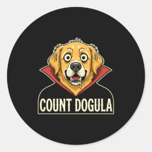 Mens count dogula dog funny party halloween golden classic round sticker