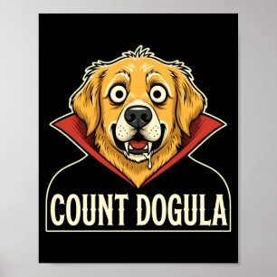 Mens count dogula dog funny party halloween golden poster
