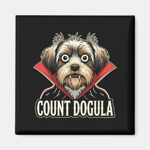 Mens count dogula funny dog themed spooky party magnet