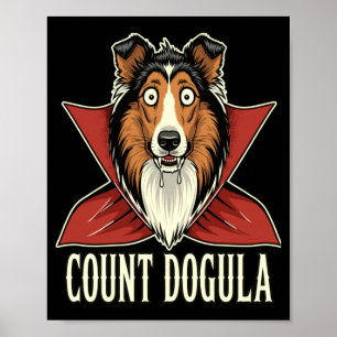 Mens count dogula funny spooky dog sheep party poster