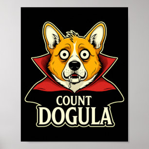 Mens count dogula funny spooky dog theme party poster