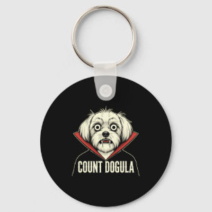 Mens count dogula funny spooky dog themed party key ring
