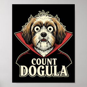 Mens Count Dogula Funny Spooky Dog Themed Party Poster