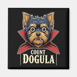 Mens count dogula yorkie dog halloween party magnet