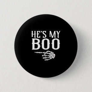 Mens couples boo skeleton matching couple 6 cm round badge