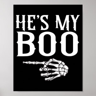 Mens couples boo skeleton matching couple poster