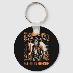 Mens Cowboy Skeleton Día De Los Muertos Key Ring