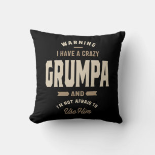Mens Crazy Grumpa Grandpa Gift Cushion