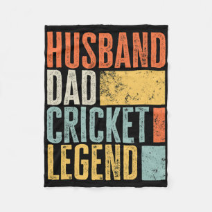 Mens Cricket Husnd Dad Legendary Father Best Retro Fleece Blanket