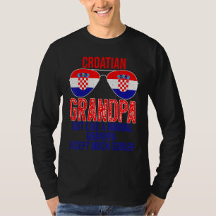 Mens Croatian Grandpa Croatia Flag Sunglasses Fath T-Shirt