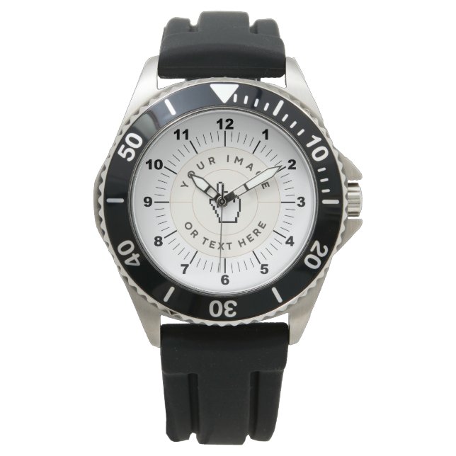 Men's Crown Protector Black Rubber Strap Watch (Front)
