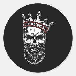 Mens Crown Skull Fashion Tattoo Classic Round Sticker