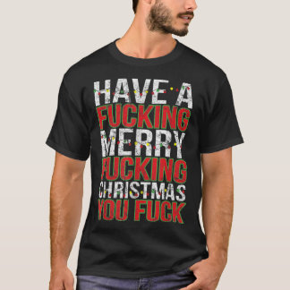 Mens Crude Adult Humour Bah Humbug Gift Merry Fuck T-Shirt