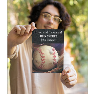 Men's Custom  Baseball Birthday Invitations
