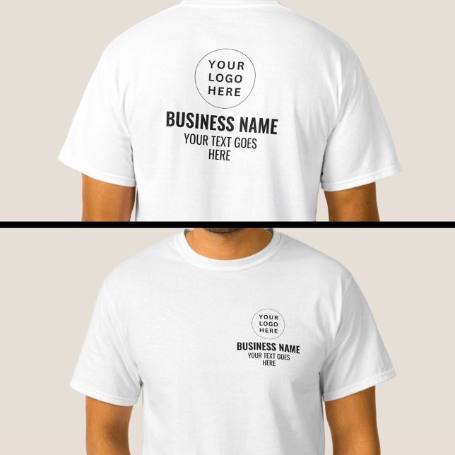 Men's Custom Front and Back Print Logo Member T-Shirt (Custom Business Company logo front and back tshirts)