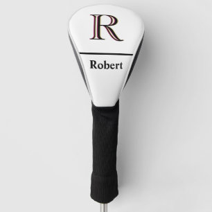 Men's Custom Monogram with Name Black White  Golf  Head Cover