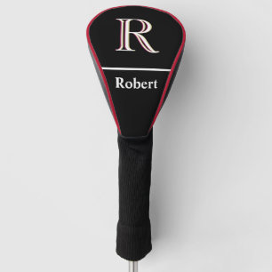 Men's Custom Monogram with Name Black White Golf Head Cover