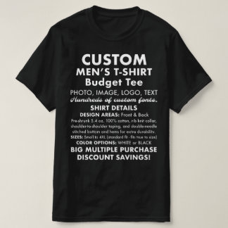 Men's Custom Personalised Budget Black T-Shirt