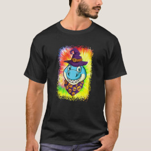 Mens cute Dinosaur wear skull and witch hat hallo T-Shirt