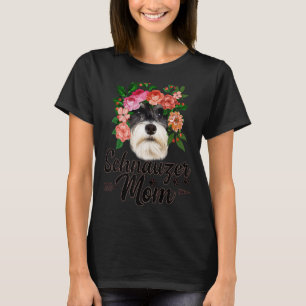 Mens Cute Flowers Schnauzer Graphic Dog  Dog Mum T-Shirt