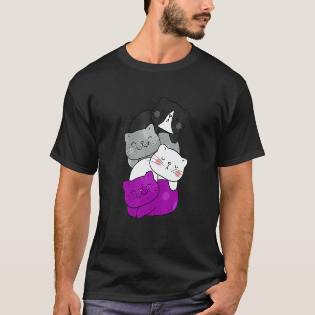 Mens Cute LGB Asexual Flag Pride Cat LGB Cute Cats T-Shirt (Front)